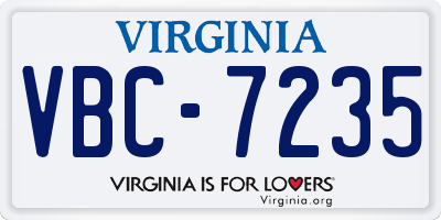 VA license plate VBC7235