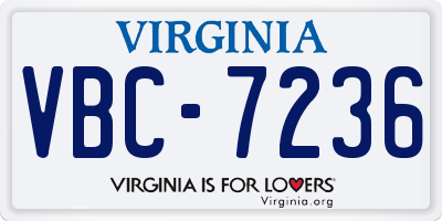 VA license plate VBC7236