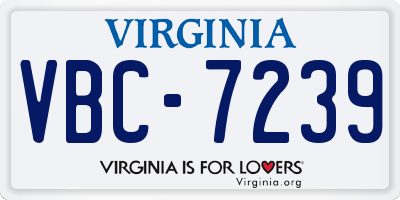 VA license plate VBC7239