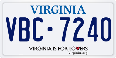 VA license plate VBC7240