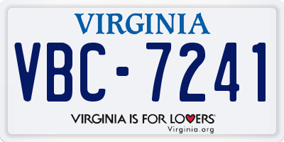 VA license plate VBC7241