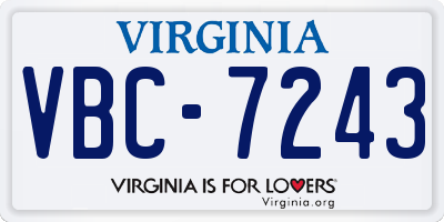 VA license plate VBC7243