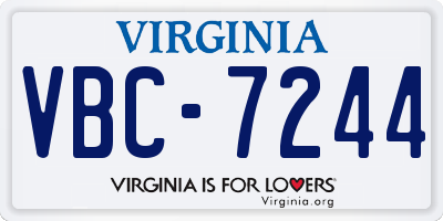 VA license plate VBC7244