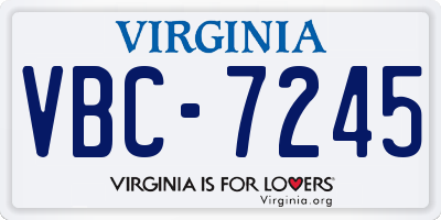 VA license plate VBC7245