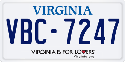 VA license plate VBC7247