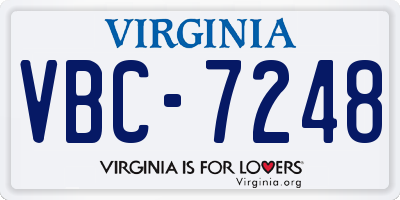 VA license plate VBC7248