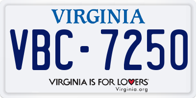 VA license plate VBC7250