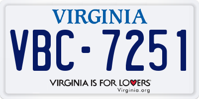 VA license plate VBC7251