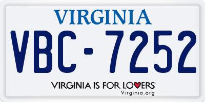 VA license plate VBC7252