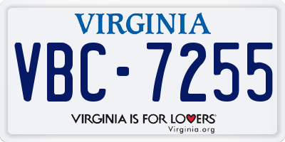 VA license plate VBC7255