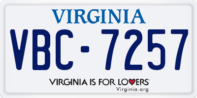 VA license plate VBC7257