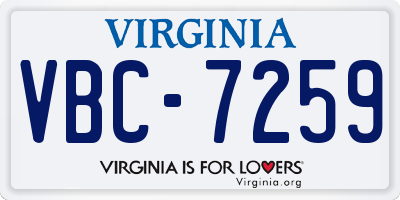 VA license plate VBC7259