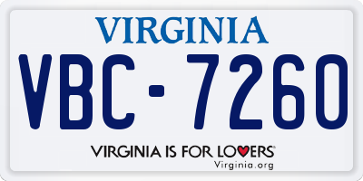 VA license plate VBC7260