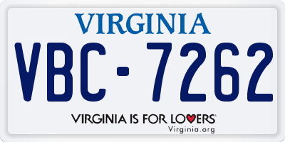 VA license plate VBC7262