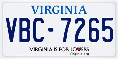 VA license plate VBC7265