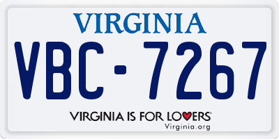 VA license plate VBC7267