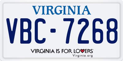 VA license plate VBC7268