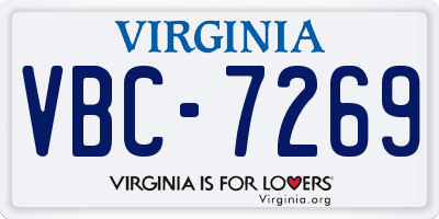 VA license plate VBC7269