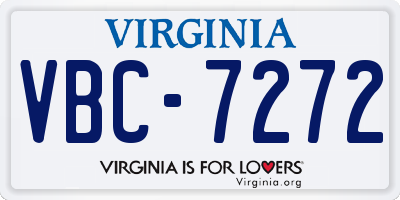 VA license plate VBC7272