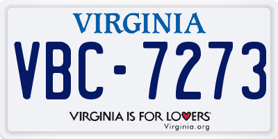 VA license plate VBC7273