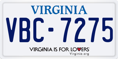 VA license plate VBC7275