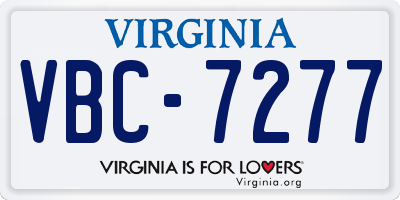 VA license plate VBC7277