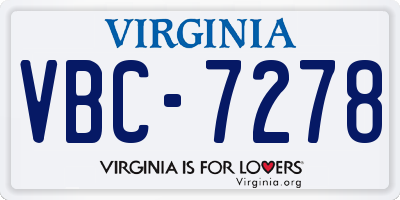 VA license plate VBC7278
