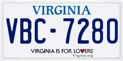 VA license plate VBC7280