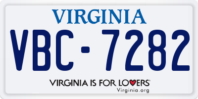 VA license plate VBC7282