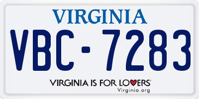 VA license plate VBC7283