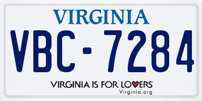 VA license plate VBC7284