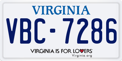 VA license plate VBC7286