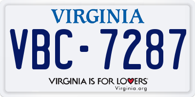 VA license plate VBC7287
