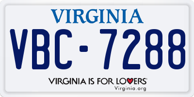 VA license plate VBC7288