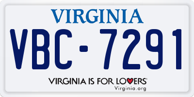 VA license plate VBC7291