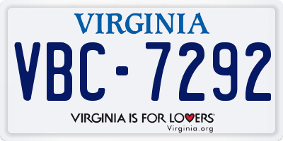 VA license plate VBC7292