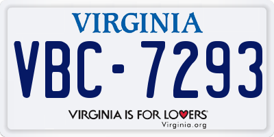 VA license plate VBC7293