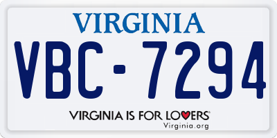 VA license plate VBC7294