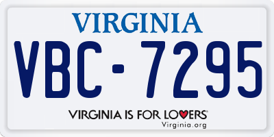 VA license plate VBC7295