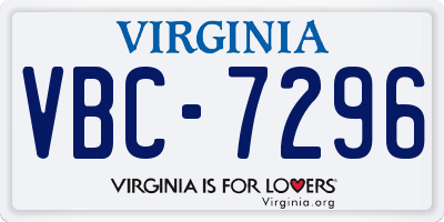 VA license plate VBC7296