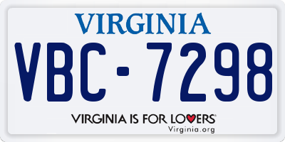 VA license plate VBC7298
