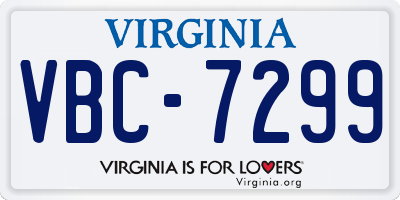 VA license plate VBC7299
