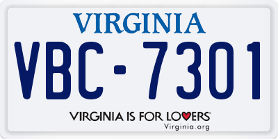 VA license plate VBC7301