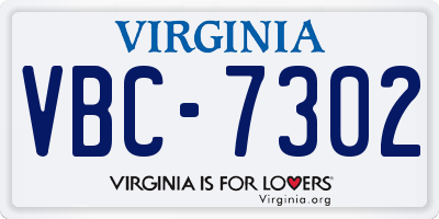 VA license plate VBC7302
