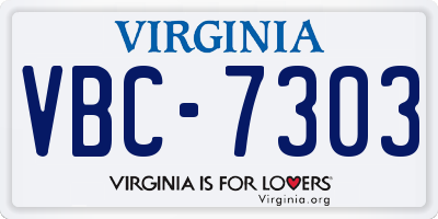 VA license plate VBC7303