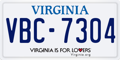 VA license plate VBC7304