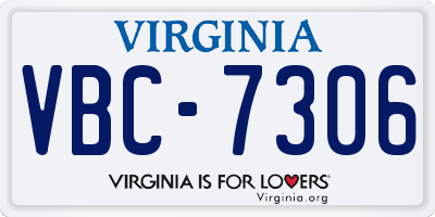 VA license plate VBC7306