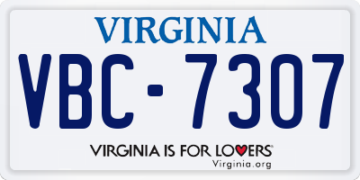 VA license plate VBC7307