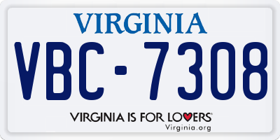 VA license plate VBC7308