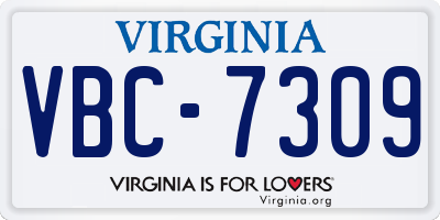 VA license plate VBC7309